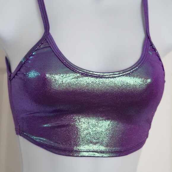 J. Valentine Purple Pulsing Holo Tank Top Crop Top SIZE S - Picture 1 of 8